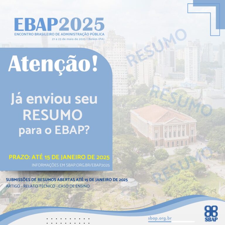 Já enviou o seu resumo para o EBAP?